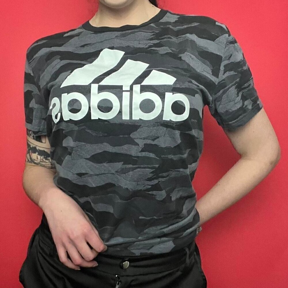 Adidas / Grey black and white camo tee shirt